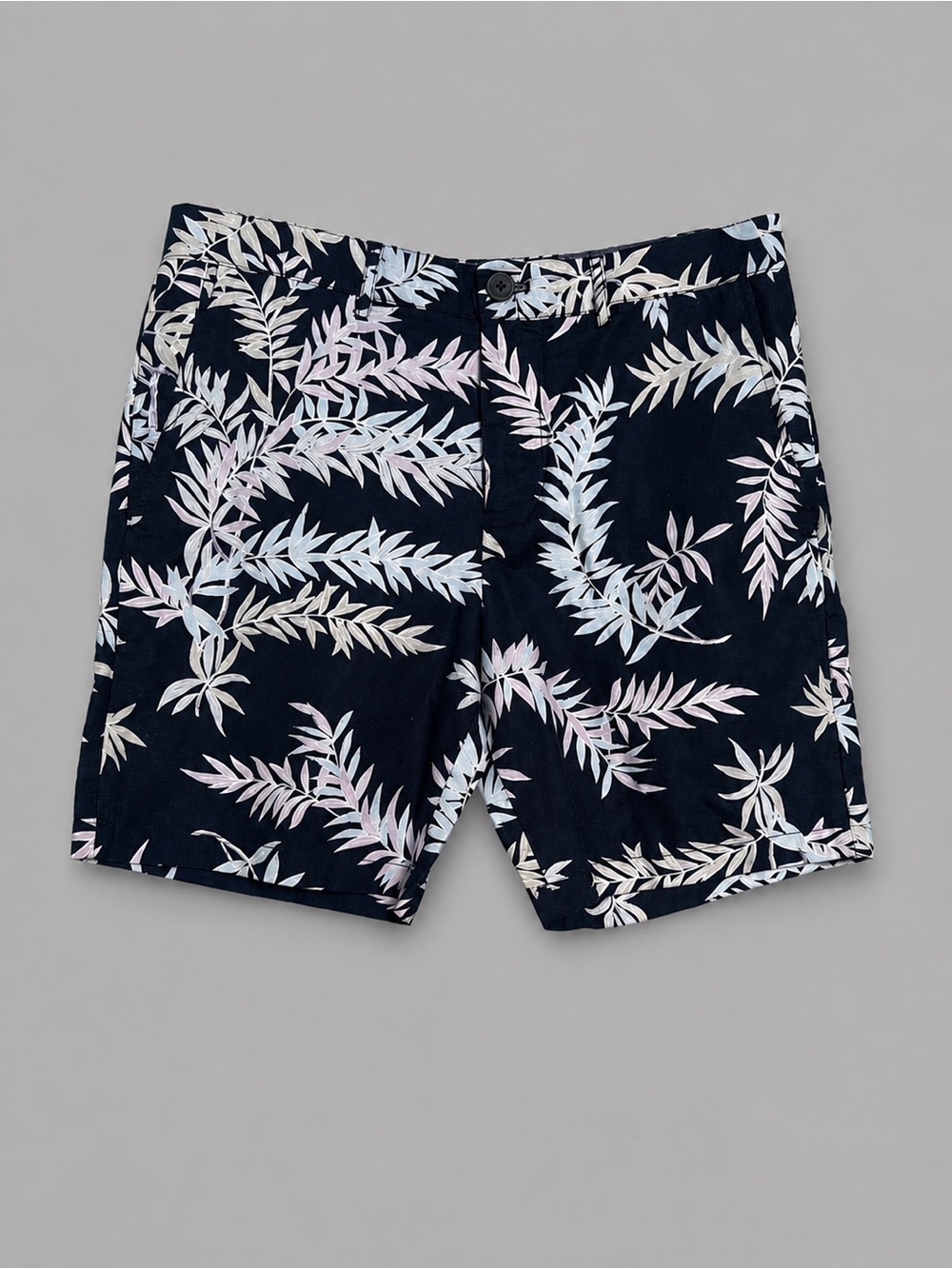 Club Monaco Navy Floral Leaf Print Hybrid Shorts